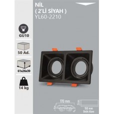 NİL DEKORATİF KARE 2'Li SİYAH KASA